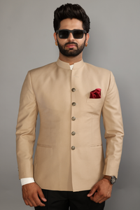 Exclusive Fawn Jodhpuri  Bandhgala  with Black Trouser | Perfect Wedding and Party Wear | Free Personalisation|