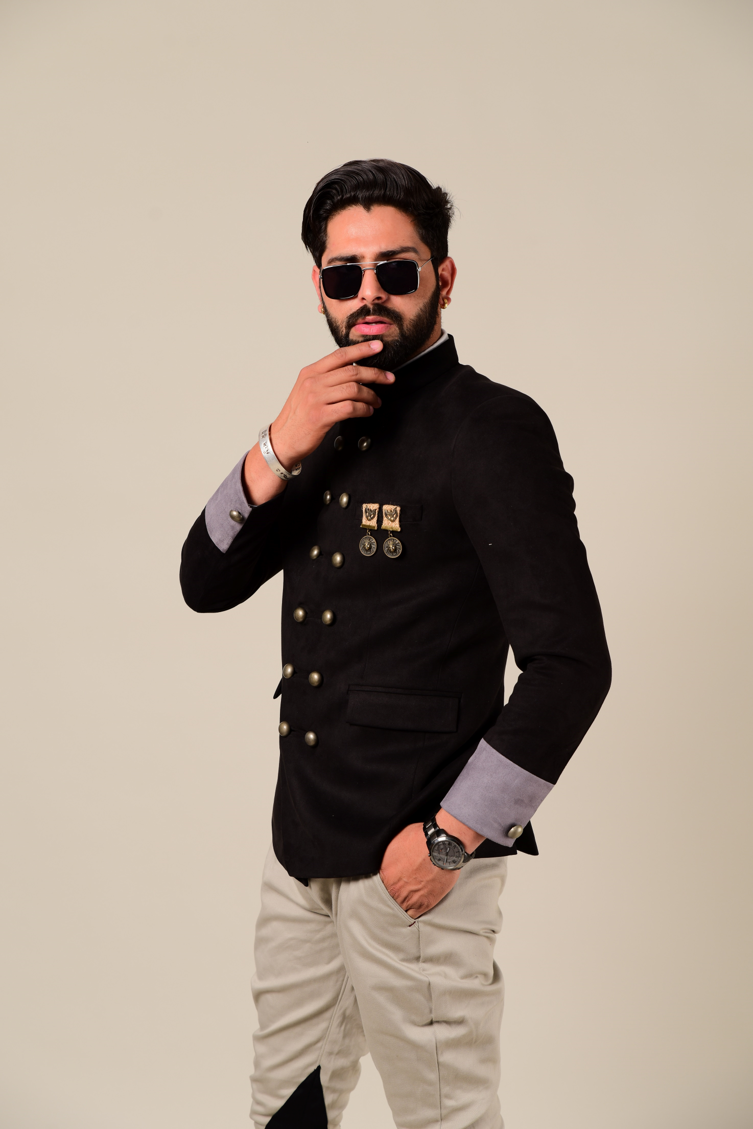 Exclusive Designer Black Jodhpuri Band gala with Button Details | Indian Breeches| Royal Party Dress for Weddings |  Free Personalization |