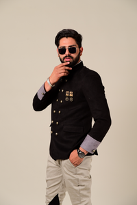 Exclusive Designer Black Jodhpuri Band gala with Button Details | Indian Breeches| Royal Party Dress for Weddings |  Free Personalization |
