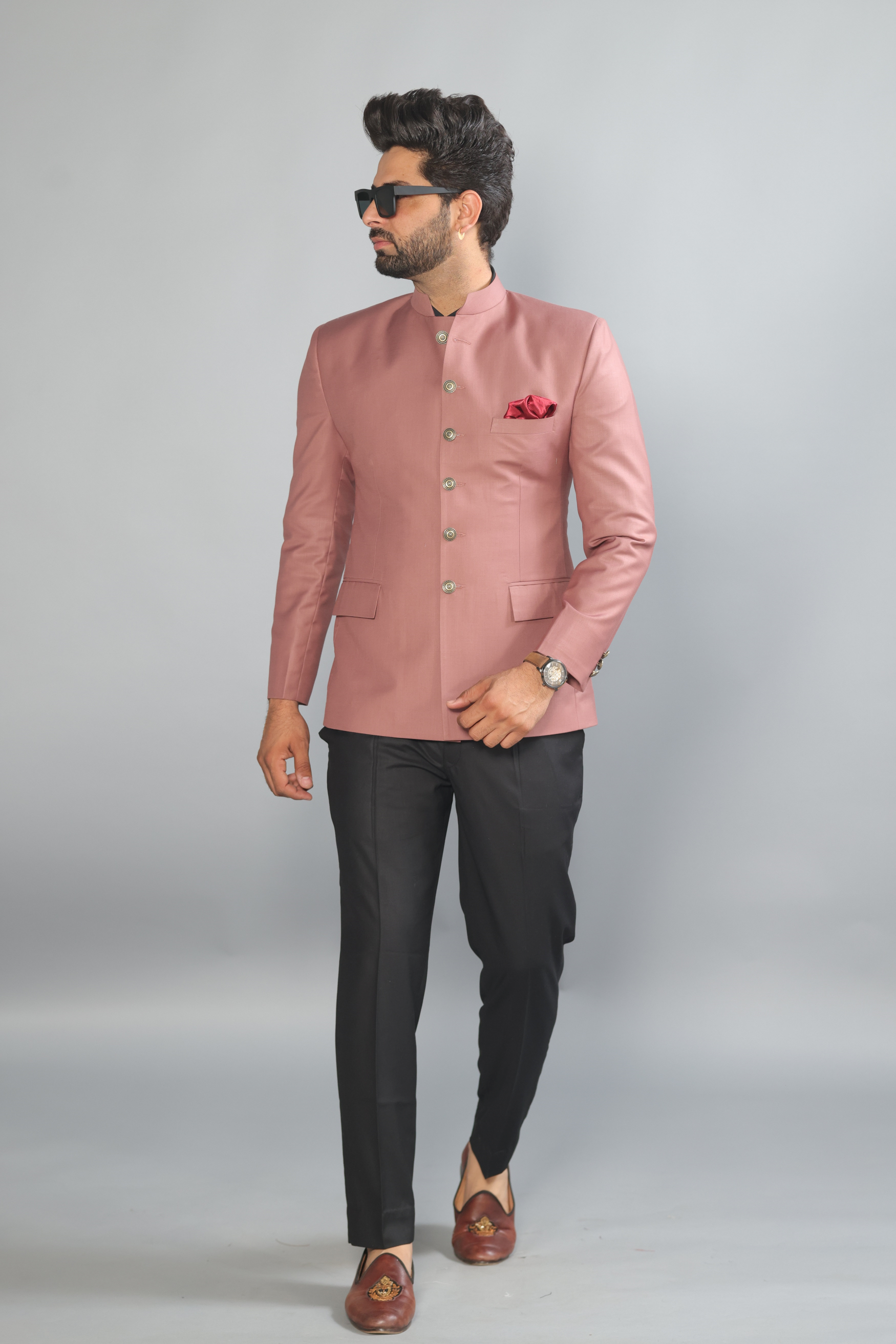 Exclusive Rosewood Jodhpuri Bandh gala with Black Trouser | Perfect Wedding and Party Wear | Free Personalisation