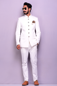 Classic White Jodhpuri Bandhgala Suit for Men |Terry Rayon|  Best Buy for Formal Events Parties Weddings | Elite Elegant Dignified Appearance