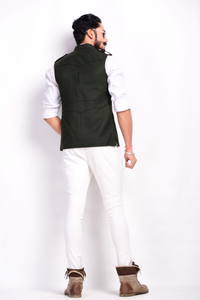Stylish Dark Green Semi Hunting Jacket with White Shirt and Breeches| Perfect for Casual wear, Festive wear|