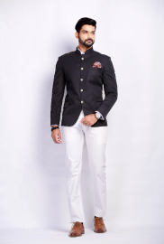 Classic Black Jodhpuri Bandhgala with White Trouser |Terry Rayon| Perfect for Wedding wear , Functional wear|
