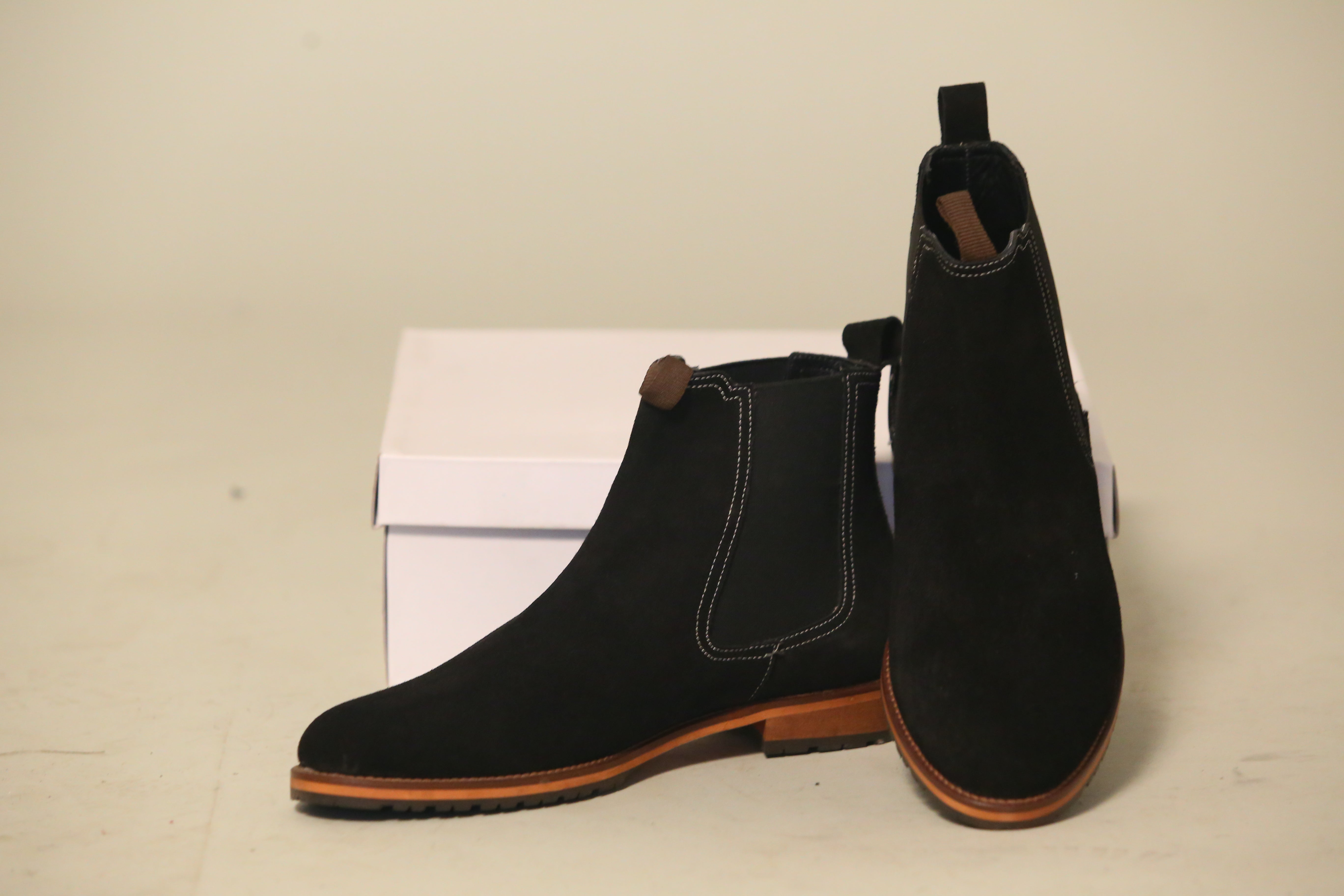 Men Black Suede Leather Chelsea Boots