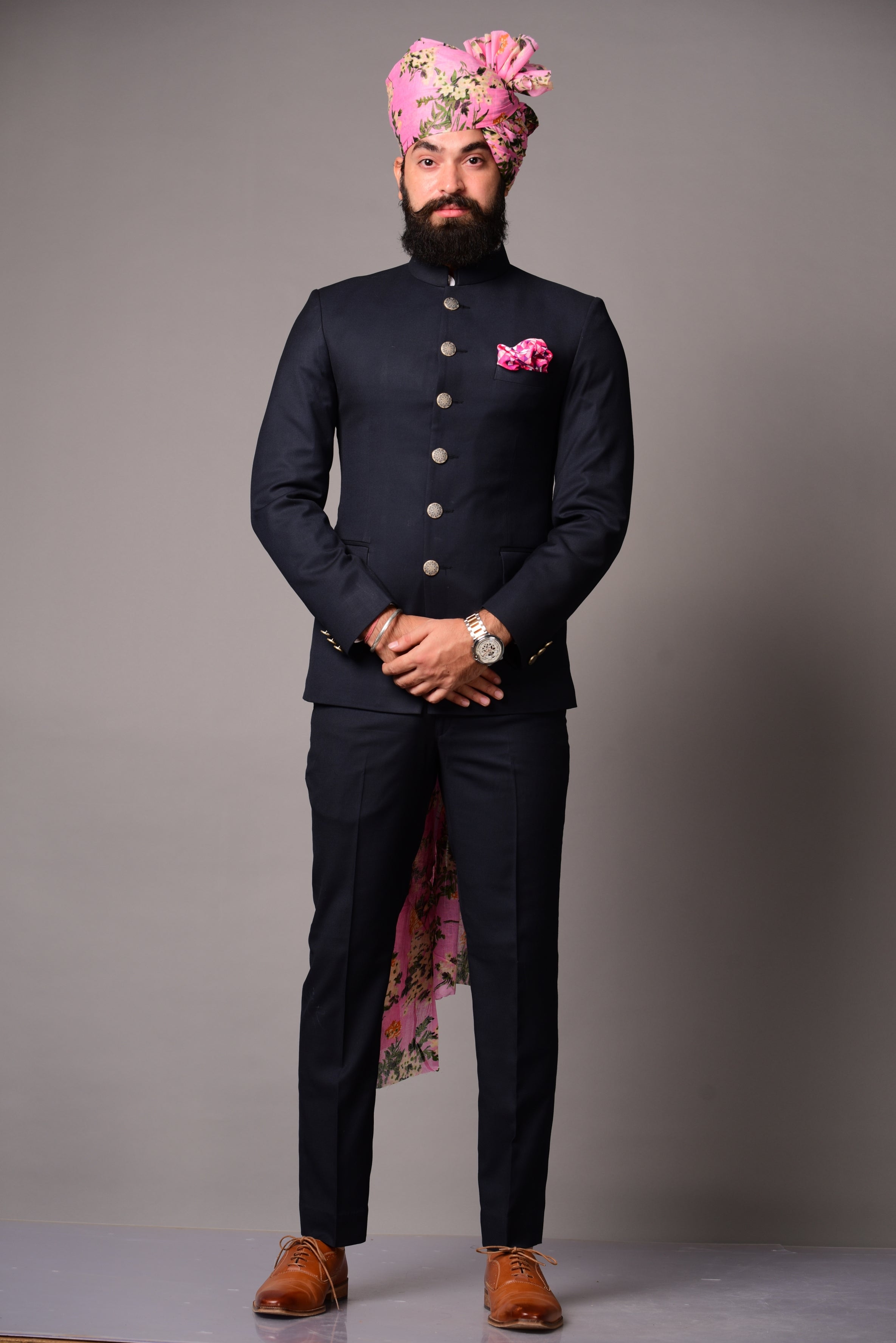 Traditional Navy Blue Jodhpuri Bandgala Suit for Men | Elegant Elite Styling | Perfect for Family Weddings Formal Parties Ring Ceremony