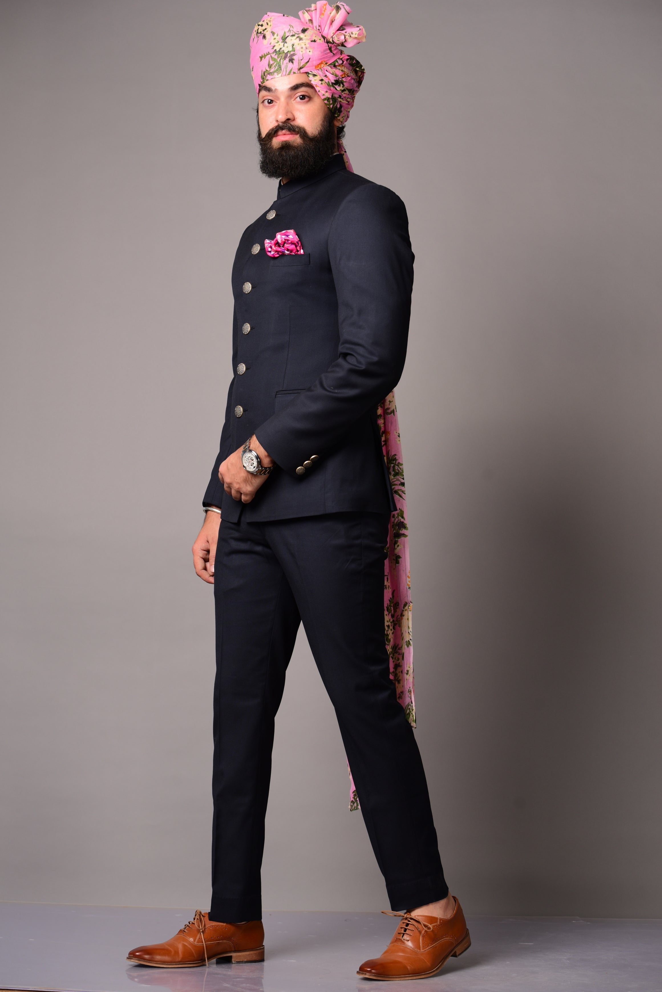 Traditional Navy Blue Jodhpuri Bandgala Suit for Men | Elegant Elite Styling | Perfect for Family Weddings Formal Parties Ring Ceremony