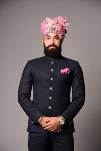 Traditional Navy Blue Jodhpuri Bandgala Suit for Men | Elegant Elite Styling | Perfect for Family Weddings Formal Parties Ring Ceremony