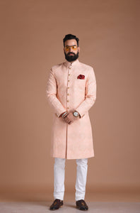 Handmade Traditional Chikankari Pink Sherwani Achkan | Formal Kurta Style wear | Perfect for Family Wedding functions Groom