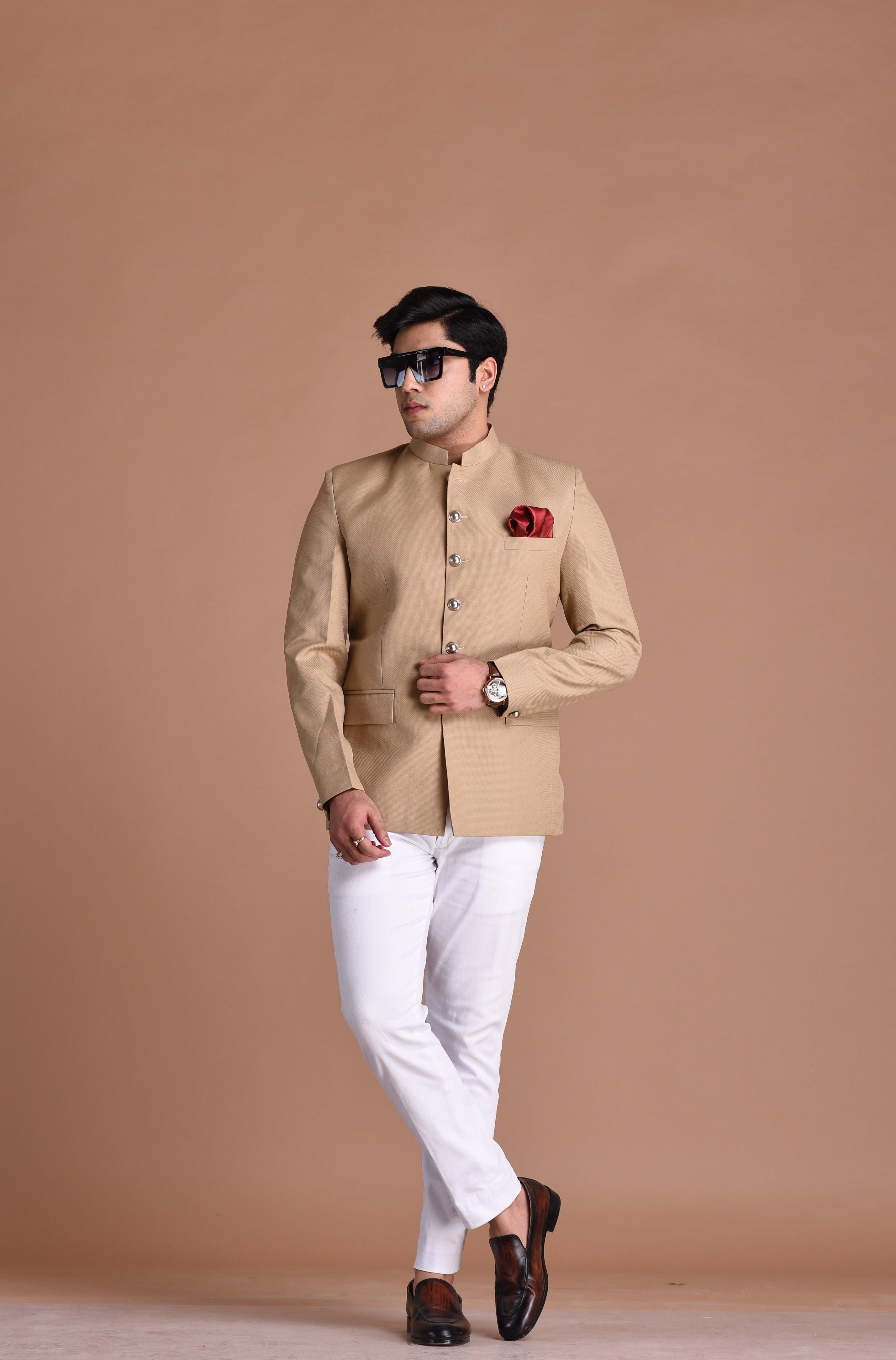 Brown Bandhgala Jodhpuri Designer Blazer With White Trouser | wedding Functions | Perfect for formal Party Wear