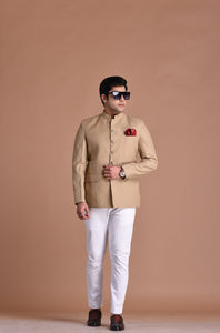 Brown Bandhgala Jodhpuri Designer Blazer With White Trouser | wedding Functions | Perfect for formal Party Wear