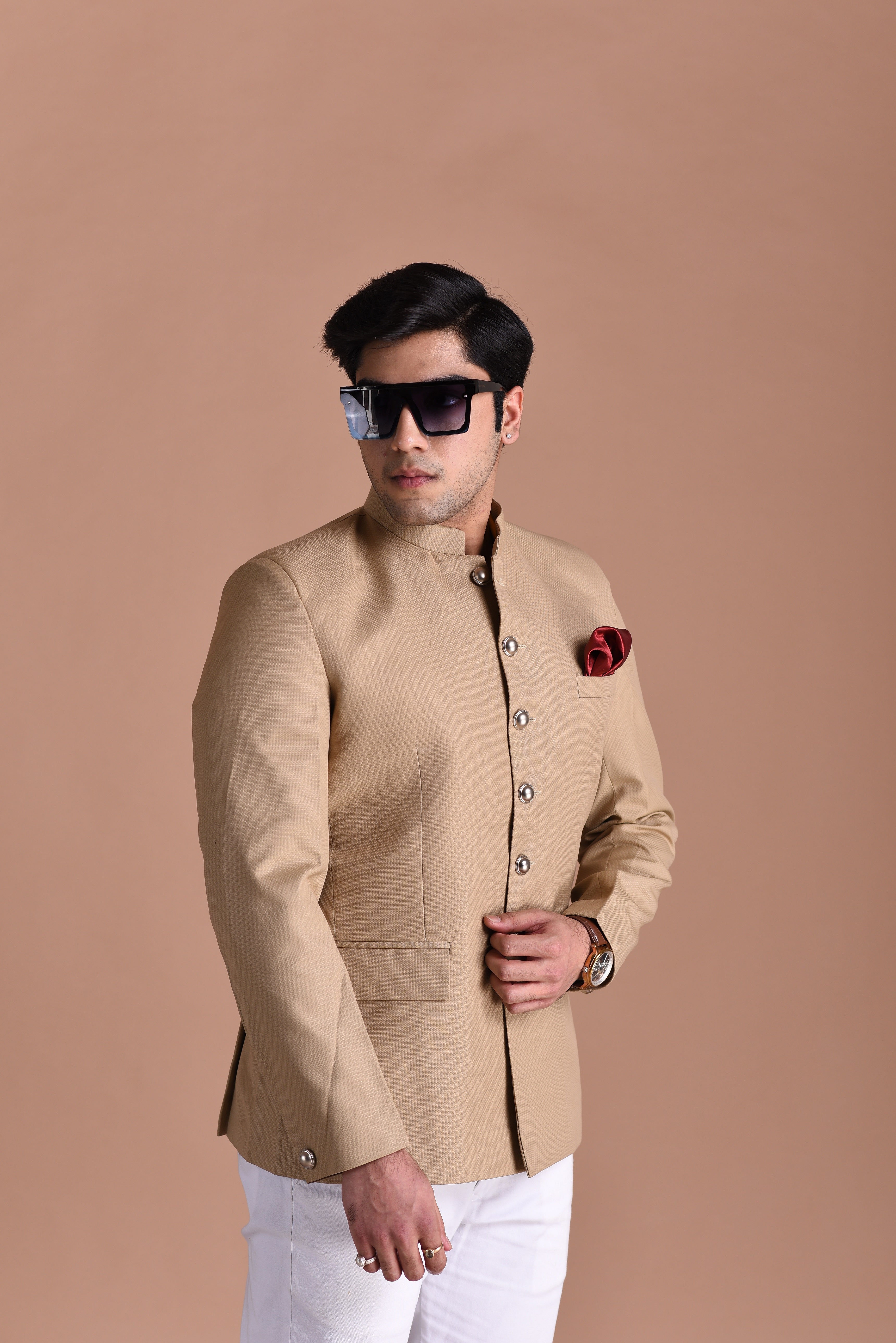 Brown Bandhgala Jodhpuri Designer Blazer With White Trouser | wedding Functions | Perfect for formal Party Wear